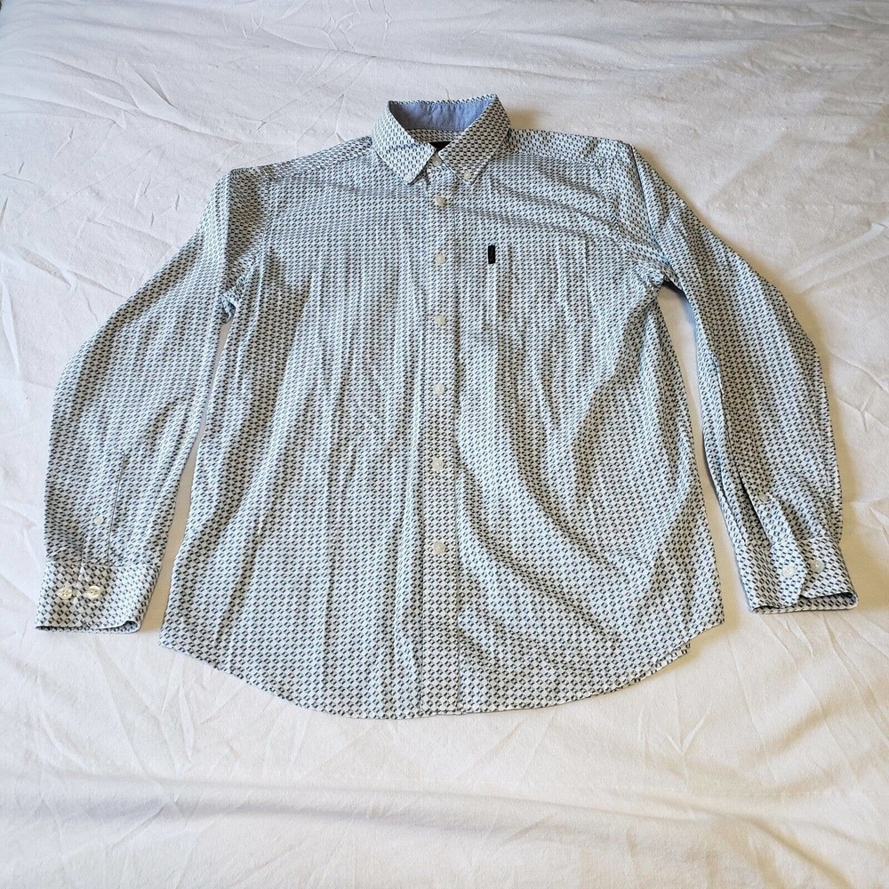 Ben Sherman Mens Long Sleeve Button Up Shirt Size Medium Geometric Print